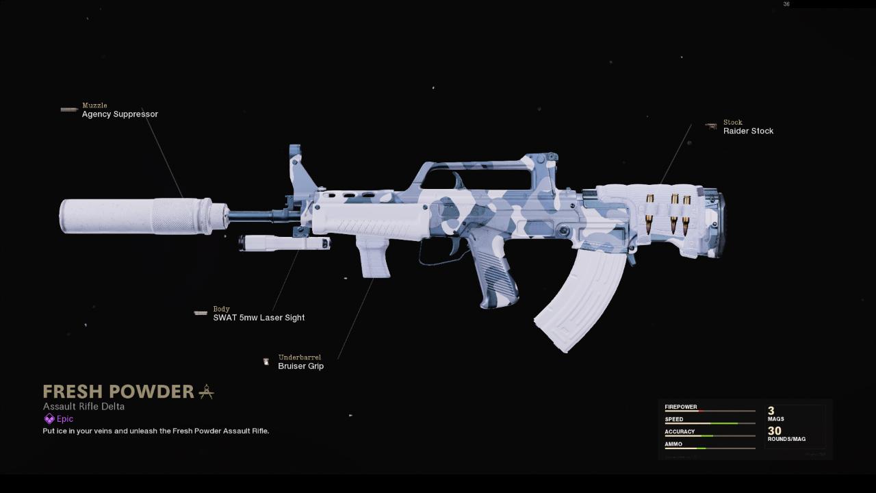 Fresh Powder - COD Warzone and Black Ops Cold War Weapon Blueprint | Call of Duty