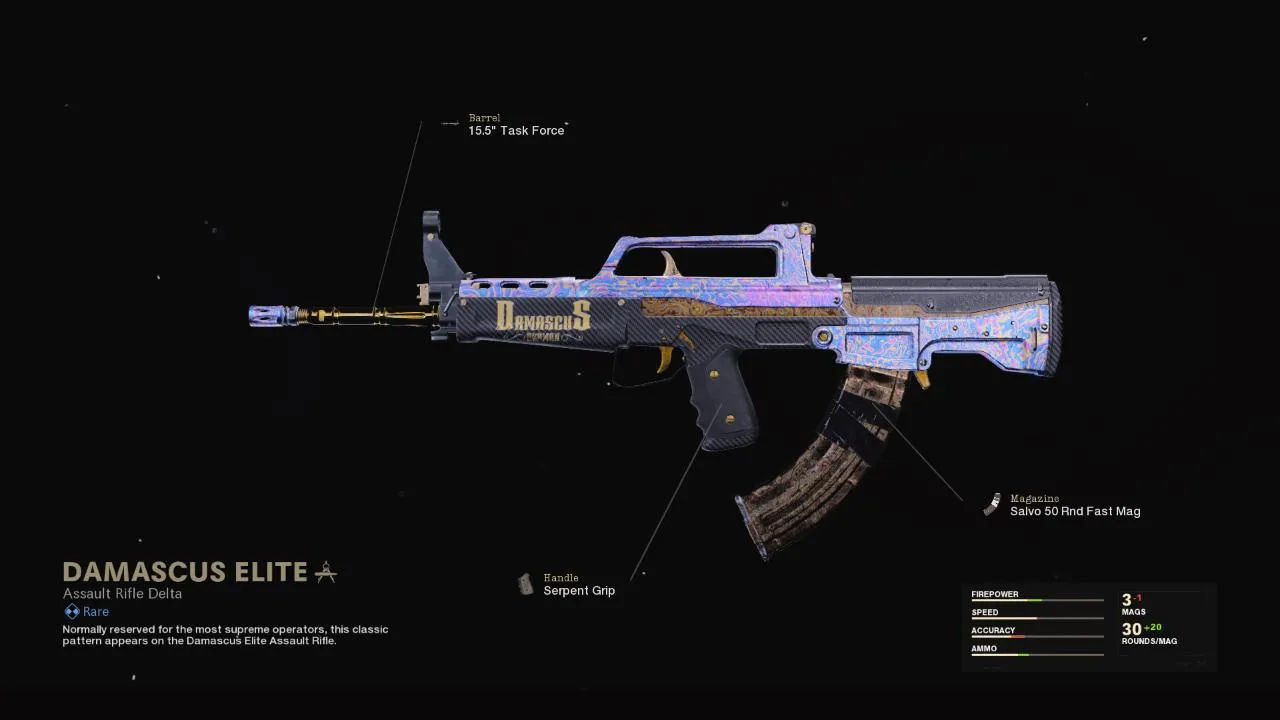 Damascus Elite - COD Warzone and Black Ops Cold War Weapon Blueprint | Call of Duty