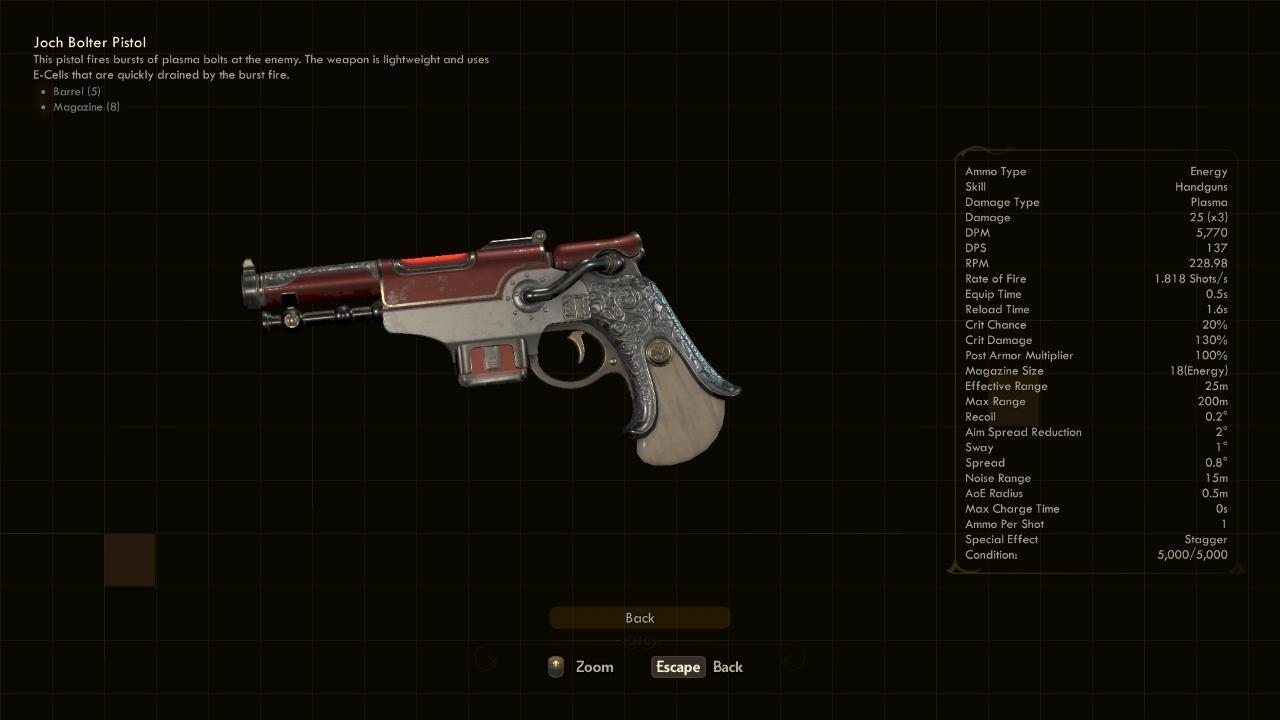 Bolter Pistol - The Outer Worlds Weapons